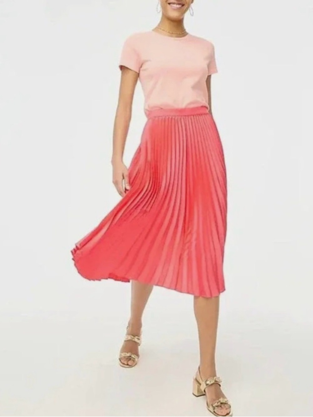 J. Crew Pleated Midi Skirt in Fuchsia Size 0